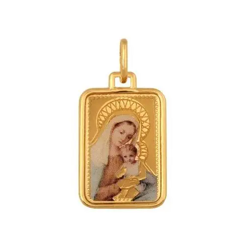 Złoty medalik 585 Emaliowany Matka Boska na Chrzest 1,10g, 53536