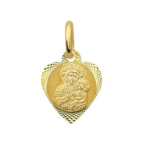 Złoty medalik 585 matka boska w diamentowanym sercu Lovrin