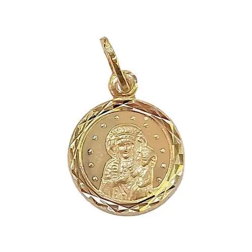 Lovrin Złoty medalik 585 okrągły matka boska chrzest