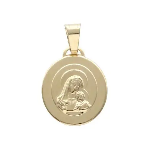Złoty medalik 585 okrągły Matka Boska Dzieciątko, Medalik 3.308