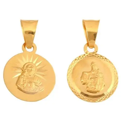 Złoty medalik 585 okrągły szkaplerz chrzest 1,30g Lovrin