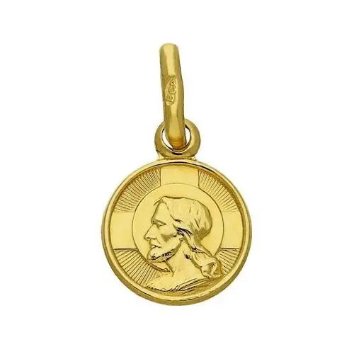 Lovrin Złoty medalik 585 okrągły z jezusem chrzest komunia