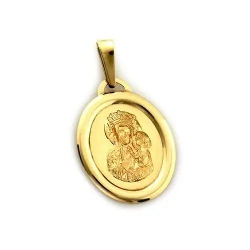Złoty medalik 585 owalny z Matką Boską Częstochowską na prezent komunia Chrzest 0,90g
