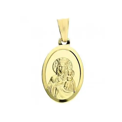 Złoty medalik 585 owalny z Matką Boską i Dzieciątkiem