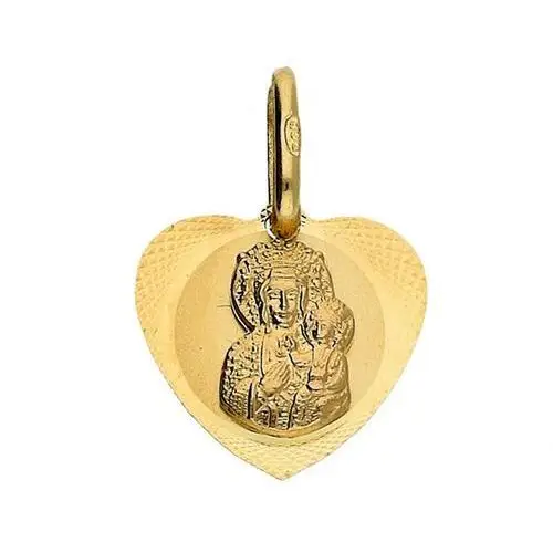 Złoty medalik 585 serce Matka Boska chrzest