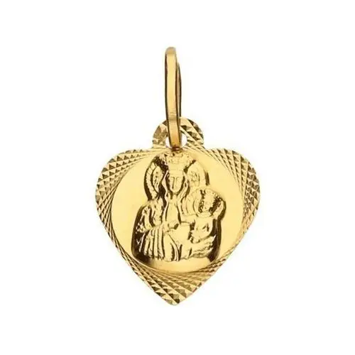 Złoty medalik 585 serce Matka Boska Częstochowska 0,75 g, M/002G14K