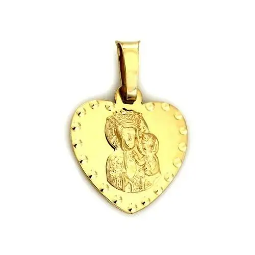 Lovrin Złoty medalik 585 serduszko z matką boską częstochowską