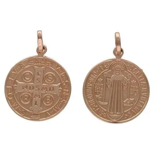 Złoty medalik 585 św. Benedykt Chrzest Komunie 2,39g