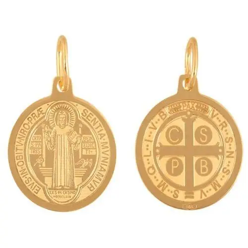 Złoty medalik 585 Święty Benedykt okrągły 0,80g, 22633
