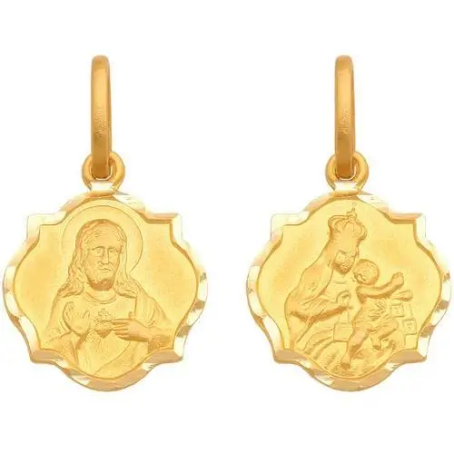 Złoty medalik 585 szkaplerz dwustronny chrzest, 22537 s