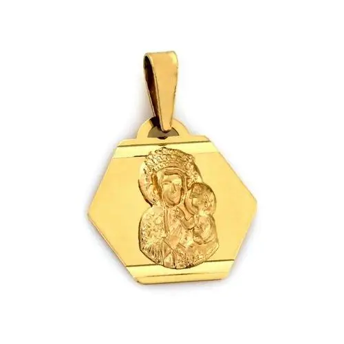 Złoty medalik 585 w rombie z Matką Boską 0,72g, ZA6215A