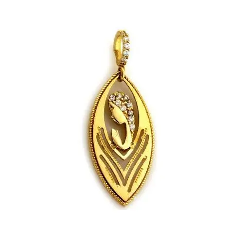 Złoty medalik 585 z matką boską ażurowy migdał z białymi cyrkoniami Lovrin