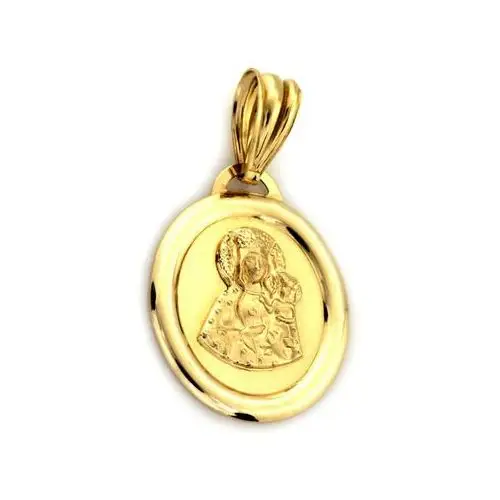 Złoty medalik 585 zdobiona Matka Boska Częstochowska, ZA5990