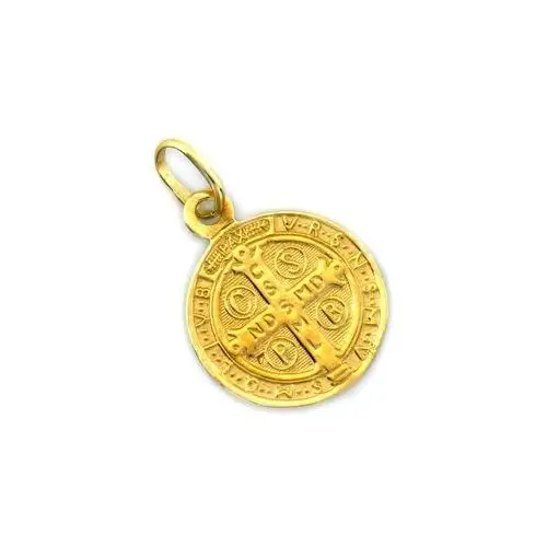 Złoty medalik dwustronny św Benedykt krzyż św Benedykta 2