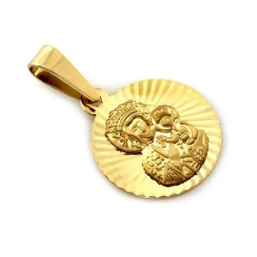 Lovrin Złoty medalik okrągły z matką boską częstochowską w próbie 333 diamentowany wzór