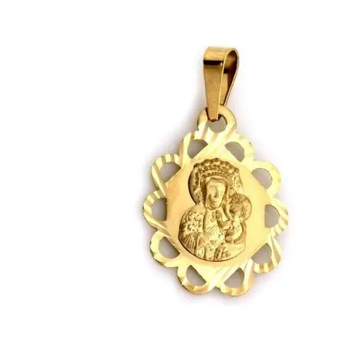 Złoty medalik z koronką 585 Matka Boska Częstochowska