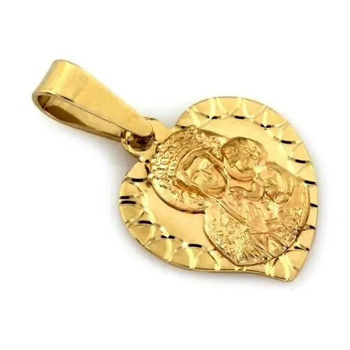 Lovrin Złoty medalik z matką boską częstochowską w próbie 585 kształt serca na prezent