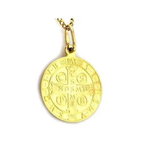 Złoty medalik585 koło krzyż Św. Benedykta, ZA4858