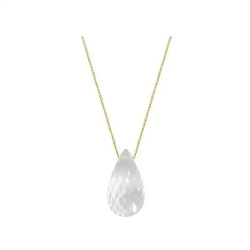 Lovrin Złoty naszyjnik 375 elegancka wyjątkowa biała kropla naturalny kryształ na prezent