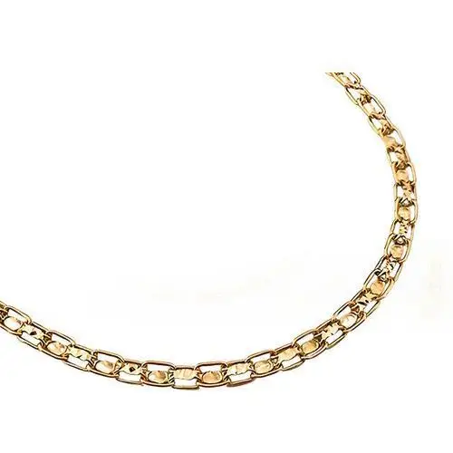 Złoty naszyjnik 585 ażurowy elegancki wzór z diamentowanymi blaszkami 14kt na prezent, RU00405 r1