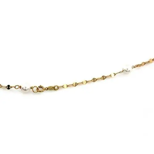 Złoty naszyjnik 585 długi z perłami 6,85g Lovrin 3