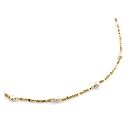 Złoty naszyjnik 585 długi z perłami 6,85g Lovrin