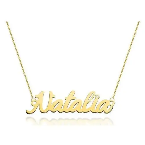Złoty naszyjnik 585 imię Natalia diamenty 1,35g