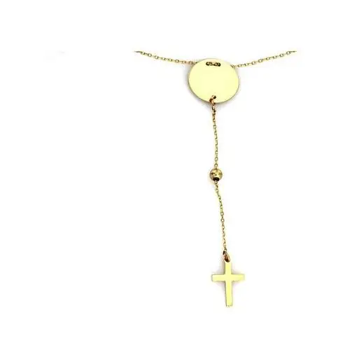 Złoty naszyjnik 585 krawatka krzyż z kułkiem 45cm Lovrin