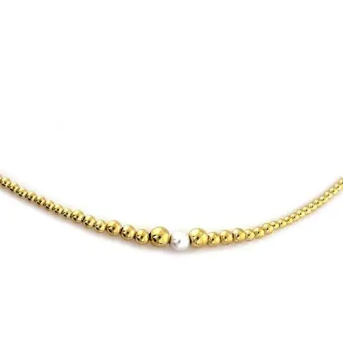 Złoty naszyjnik 585 KULKI z perłą, NA3073