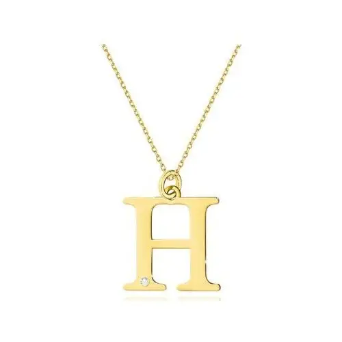 Złoty naszyjnik 585 literka H z diamentami 1g, C-69 mała literka H 0,005 ct