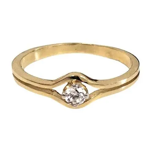 Złoty nowoczesny pierścionek 585 z cyrkonią 1,78g Lovrin