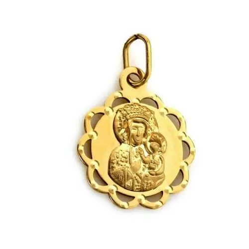 Lovrin Złoty okrągły medalik 585 matka boska częstochowska