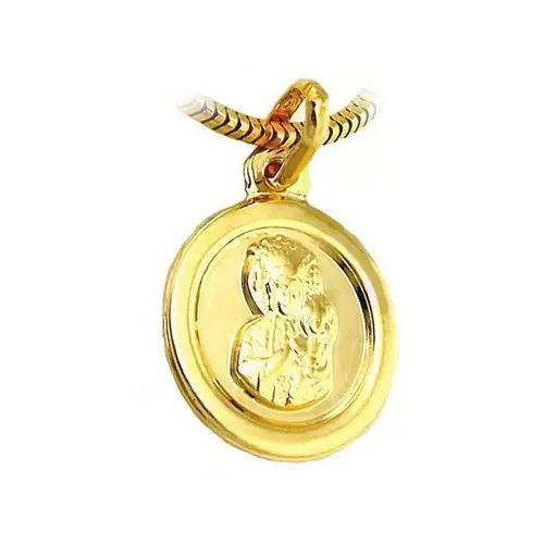 Lovrin Złoty okrągły medalik 585 z matką boską częstochowską