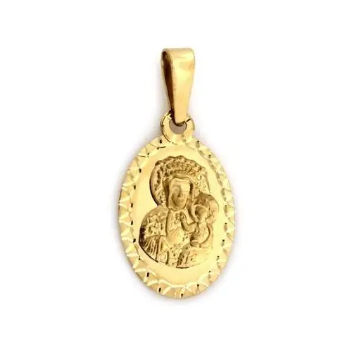 Złoty owalny medalik 585 Matka Boska Częstochowska