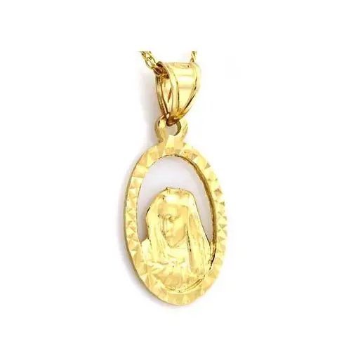 Złoty owalny medalik 585 z matką boską na prezent Lovrin