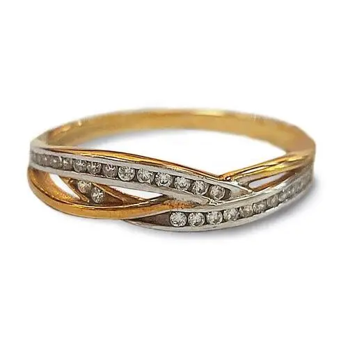 Złoty pierścionek 333 elegancki z cyrkoniami 1,31 g, kolor żółty