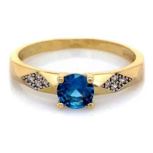 Złoty pierścionek 333 Z AKWAMARYNEM I CYRKONIAMI 1,76g, kolor niebieski 2