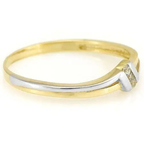 Złoty pierścionek 333 z białym złotem cyrkonie, kolor żółty 2