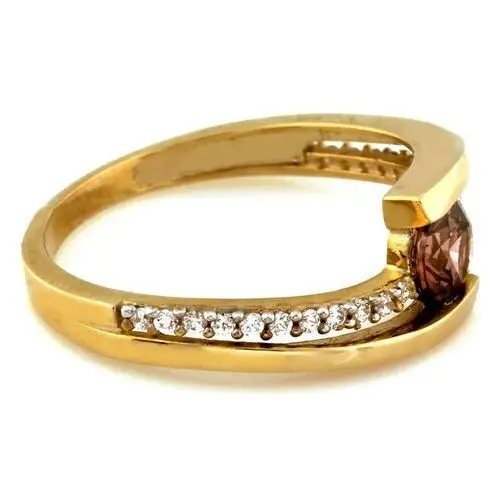 Złoty pierścionek 333 z cyrkoniami z kolorowym oczkiem, PI_6074_333 2