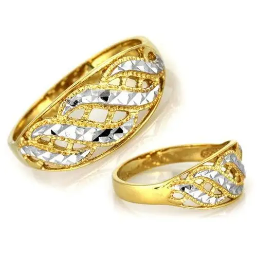 Lovrin Złoty pierścionek 375 ażurowy z białym złotem 1,89g