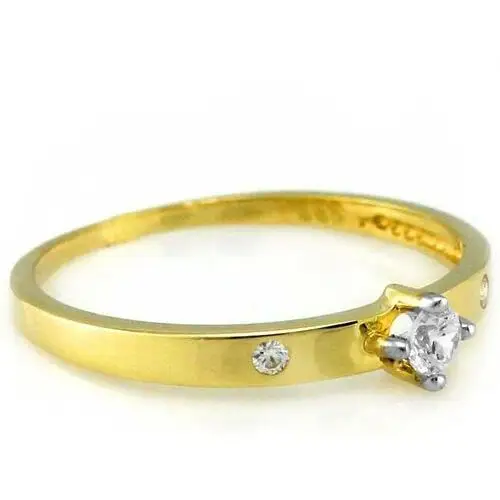 Złoty pierścionek 375 delikatny z oczkiem z białej cyrkonii Lovrin 2