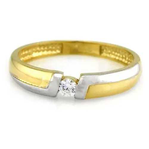 Złoty pierścionek 375 dwa kolory złota oczko z cyrkonii Lovrin