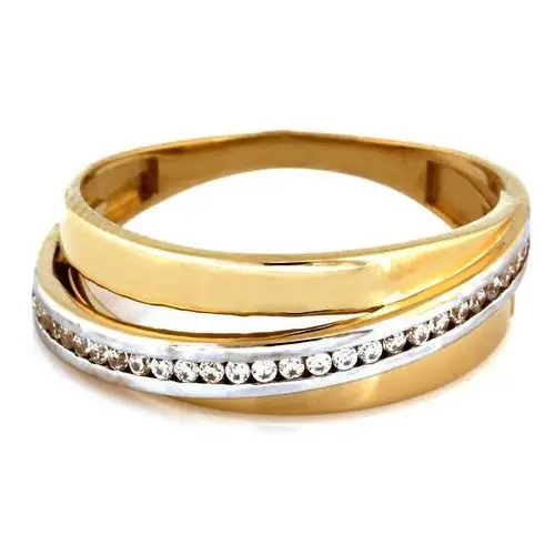 Złoty pierścionek 375 OBRĄCZKOWY Z CYRKONIAMI 2,99g, kolor żółty 2