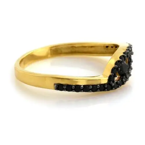 Złoty pierścionek 375 oko czarne kamienie r 16, PI1396B 2
