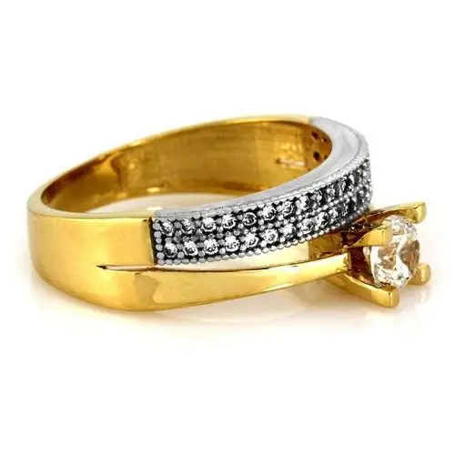 Złoty pierścionek 375 podwójny z cyrkoniami Lovrin 3