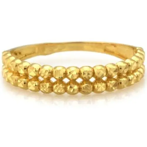Złoty pierścionek 375 z gładkimi kuleczkami r 14, kolor żółty