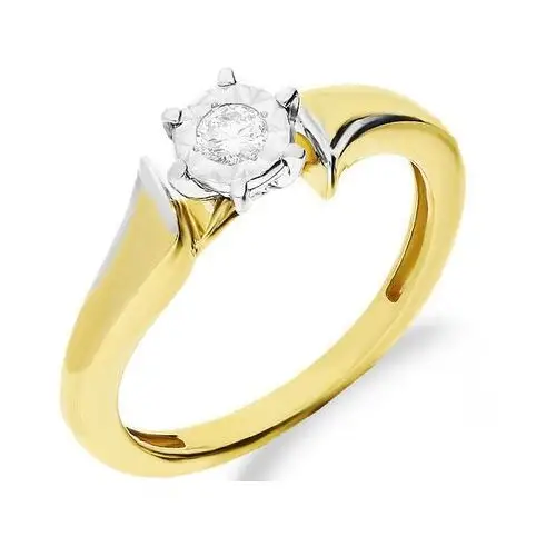 Złoty pierścionek 375 zaręczynowy oczko z diamentem Lovrin