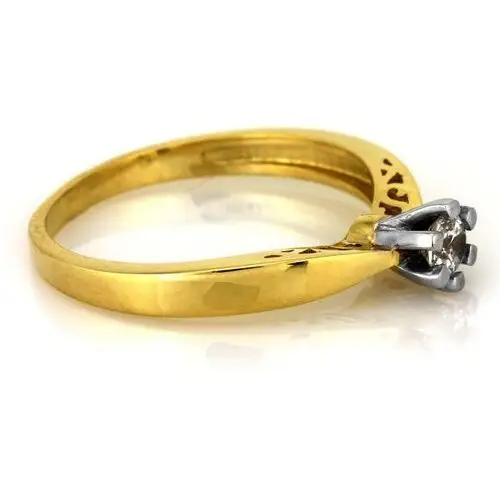 Złoty pierścionek 375 zaręczynowy z jedną cyrkonią ażurowy bok Lovrin 3