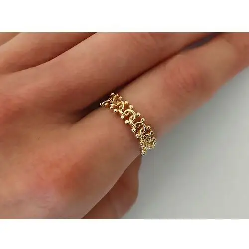 Lovrin Złoty pierścionek 585 ażurowy ornament 5