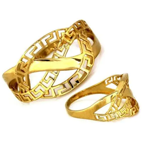 Złoty pierścionek 585 ażurowy z greckim wzorem 1,81g Lovrin